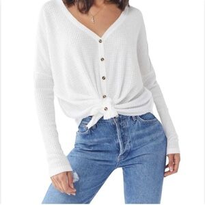 Urban Outfitters Out From Under Jojo White Oversized‎ Thermal Top Balletcore